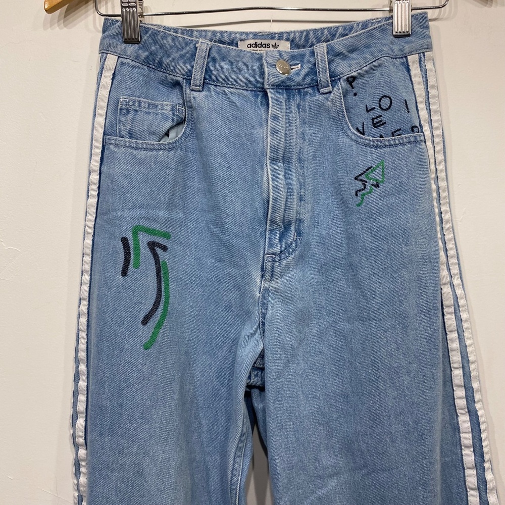 Adidas Blue Originals X Fiorucci Snap Button Jean Size XS - Picture 4 of 7